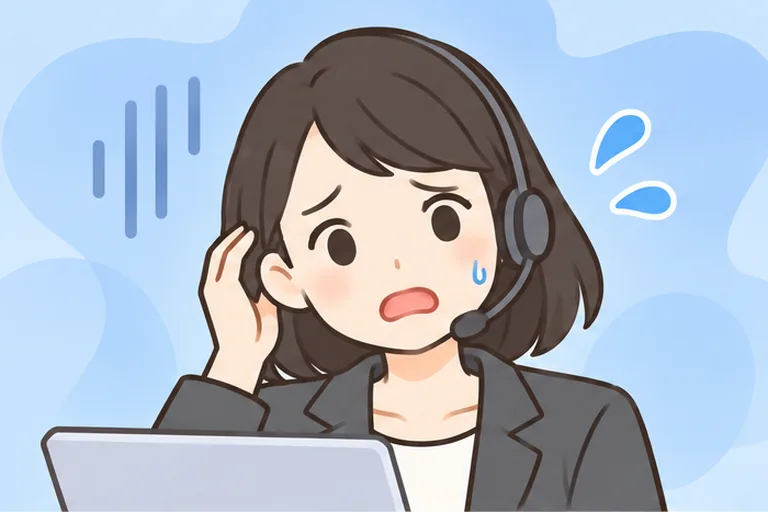 レッスンの前に緊張して、額に汗をかいている女性会社員のイラスト